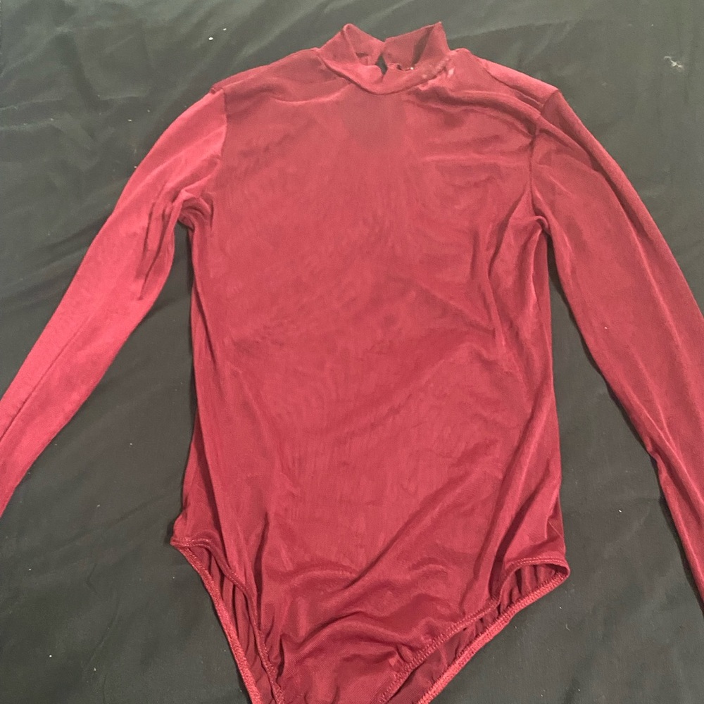 Burgundy Mesh Bodysuit